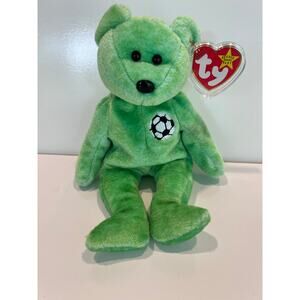 Ty Beanie Baby 1999 Kicks the Soccer Bear P.E Pellets Retired JL
